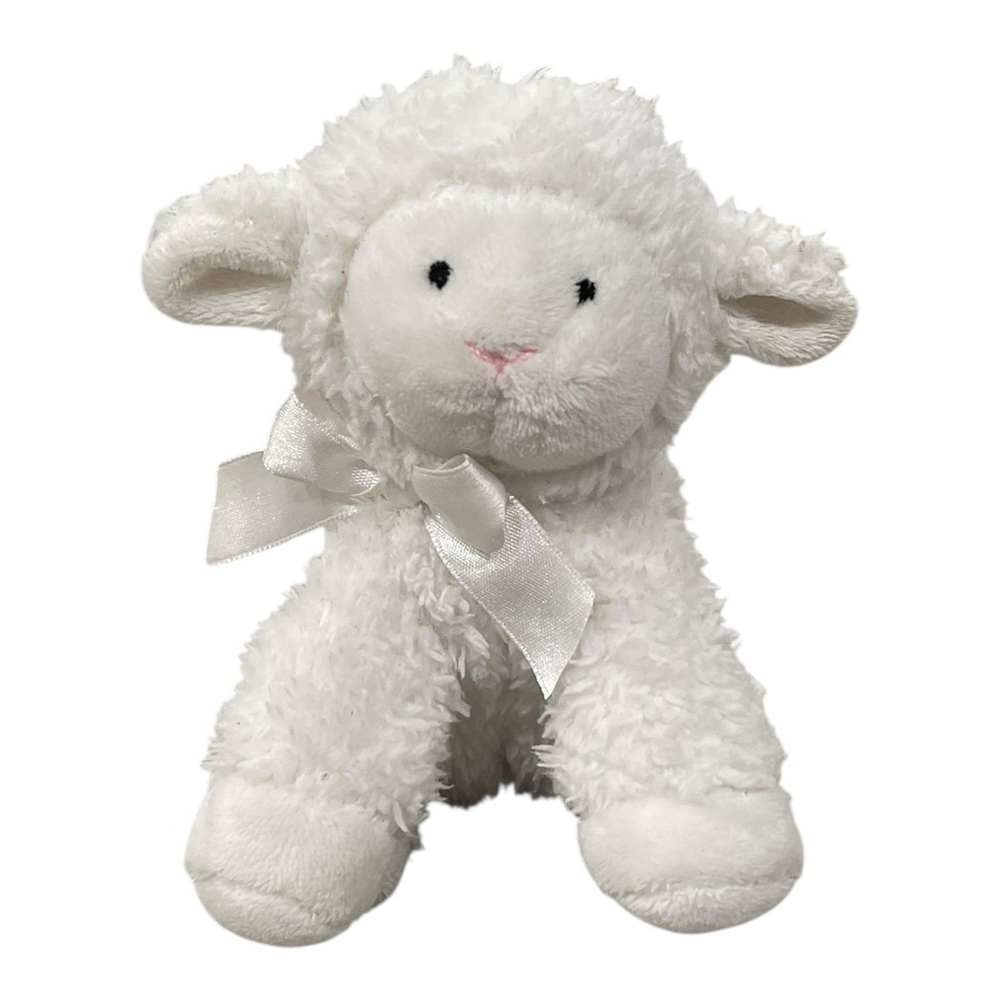 Edgehill Collection Lamb Rattle Plush Bearington collection Baby Toy White 5"
